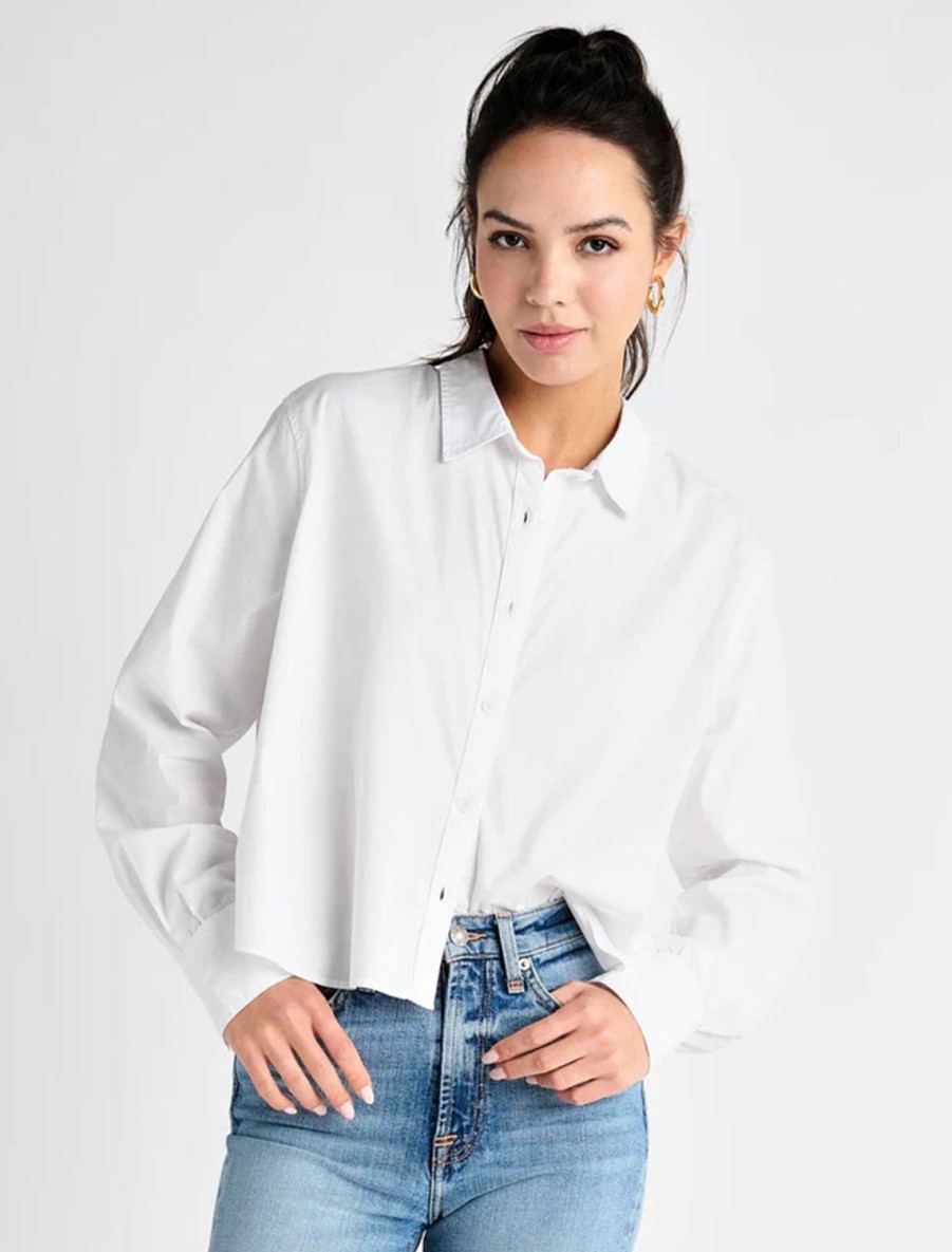 Hot Cropped Poplin Button Down In White Buttondowns + Shirts