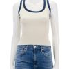 Online Scoopneck Crop Tank In Cream And Navy Tanks