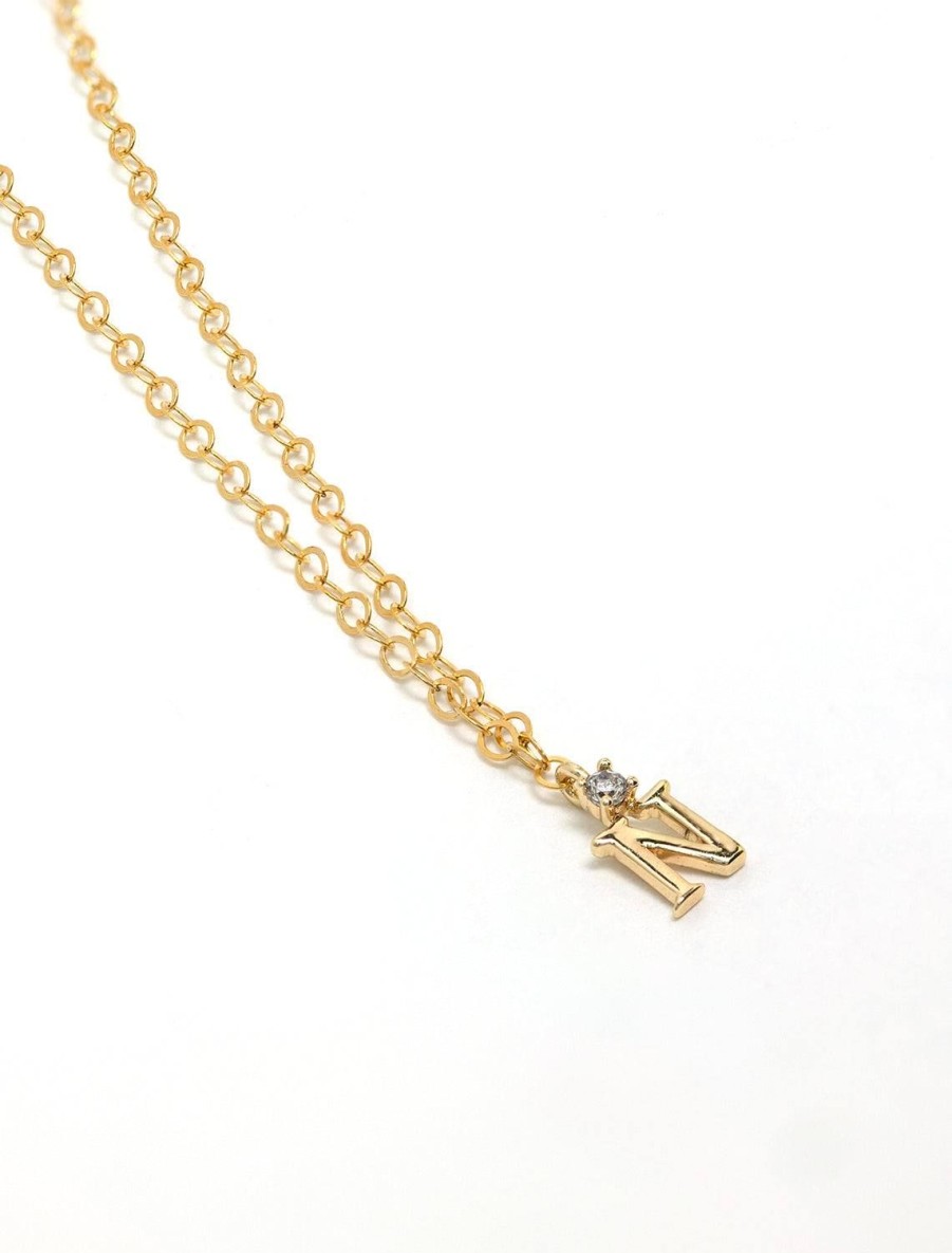 Hot Initial And Cz Necklace In Gold | N Delicate