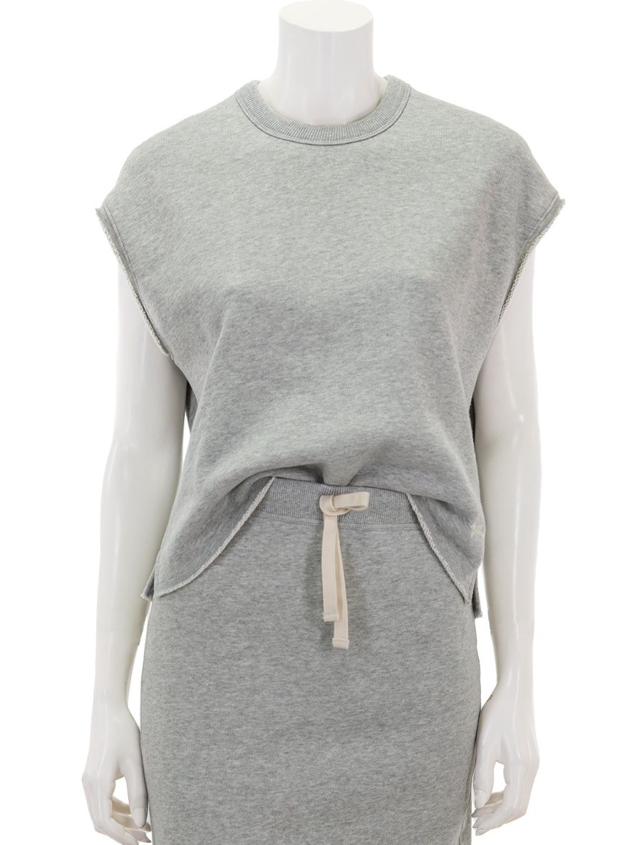 New Vintage Terry Muscle Tee In Heather Grey Lounge Tops + Sweatshirts