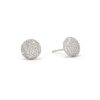 New Cz Button Stud Earrings In Silver Studs