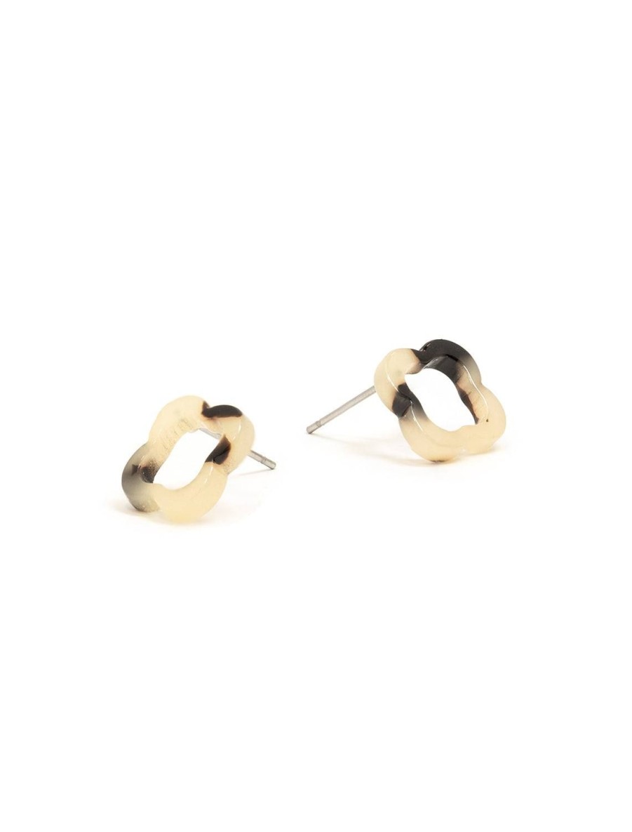 Online Blonde Tortoise Quatrefoil Studs Studs