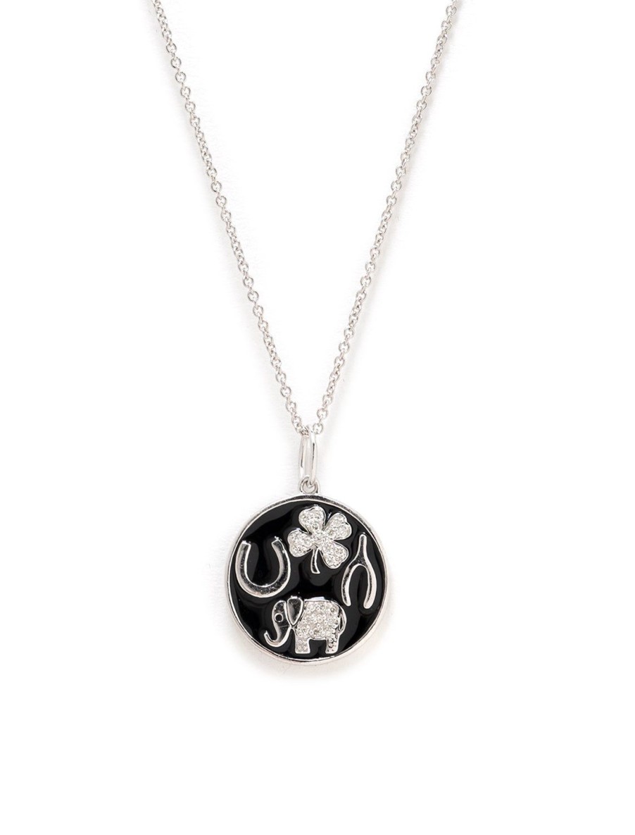 Online Luck Tableau Medallion Necklace In Black Enamel Chain Necklaces