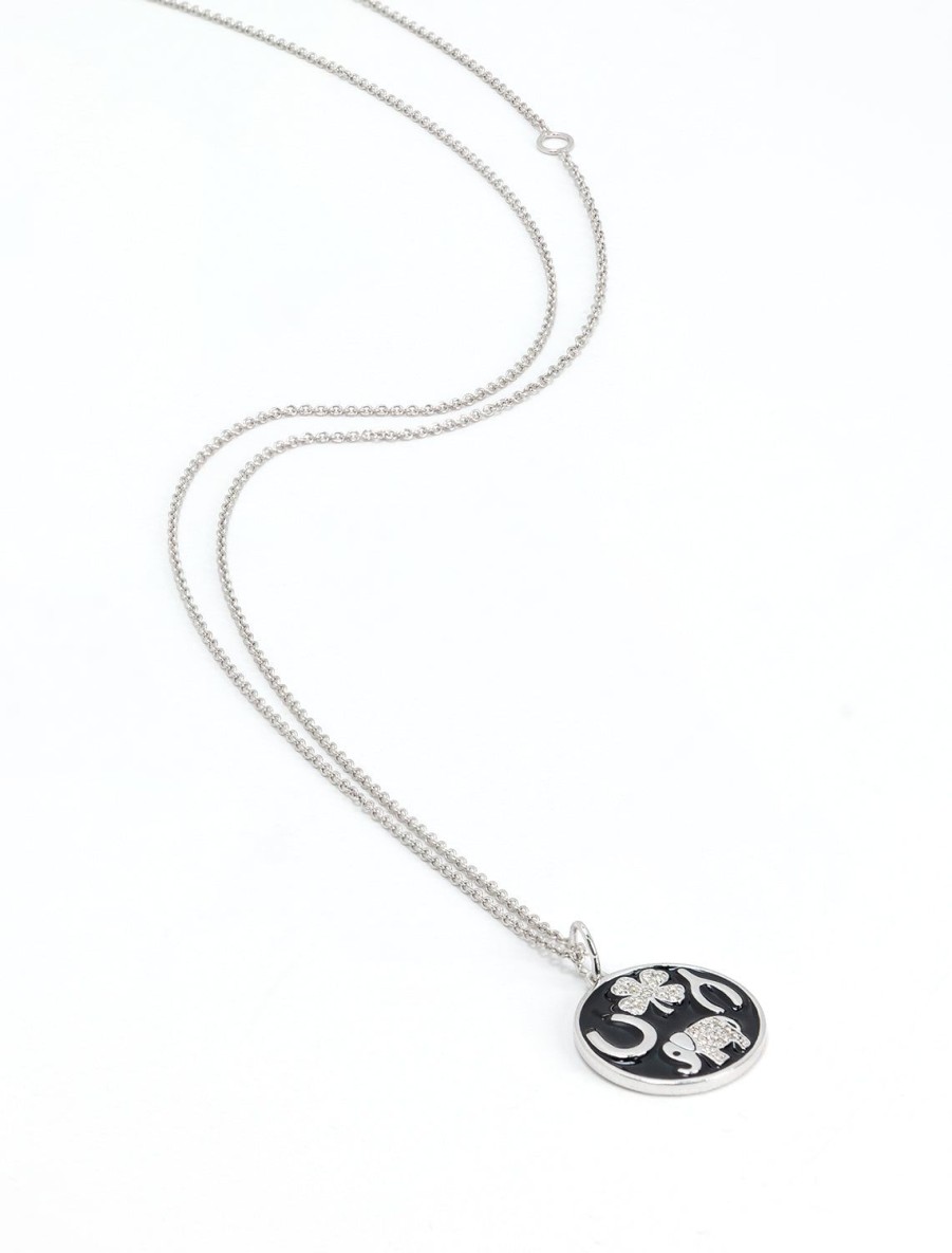 Online Luck Tableau Medallion Necklace In Black Enamel Chain Necklaces