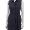 Online Belted Sleeveless Shirtdress In Concord Black Dresses