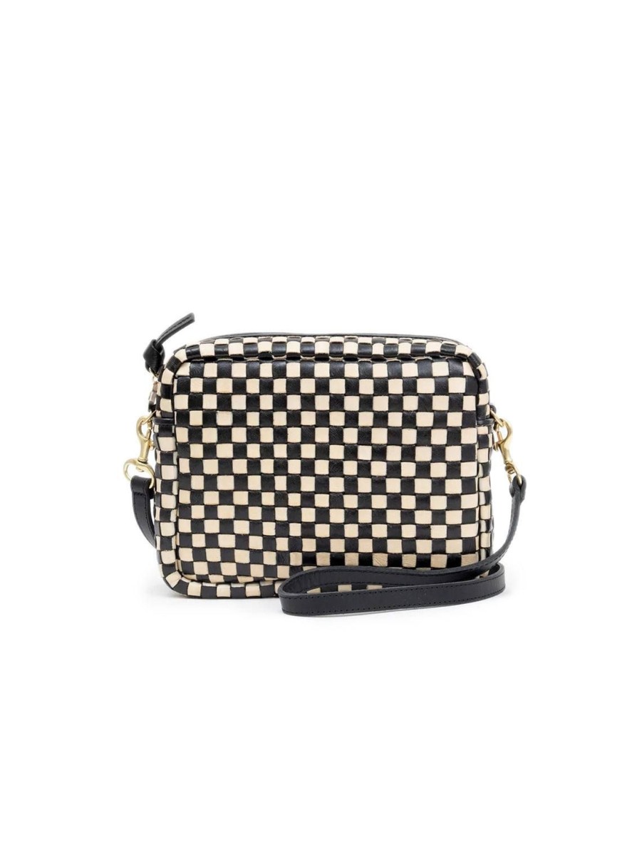 Clearance Midi Sac Black & Cream Checker Crossbody