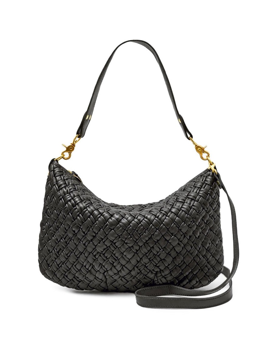 New Moyen Messenger In Black Puffy Woven Shoulder Bags