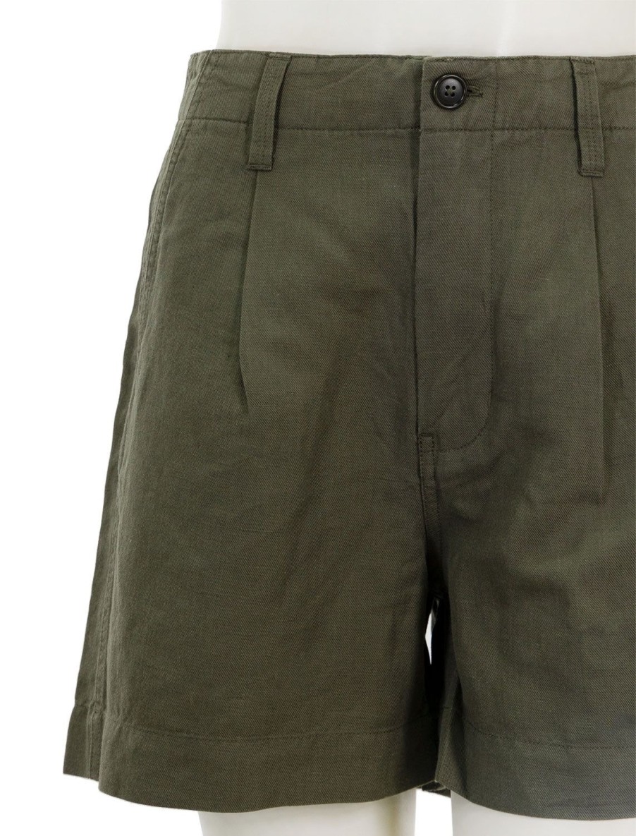 Clearance Pleated Twill Shorts In Pulgia Olive Shorts