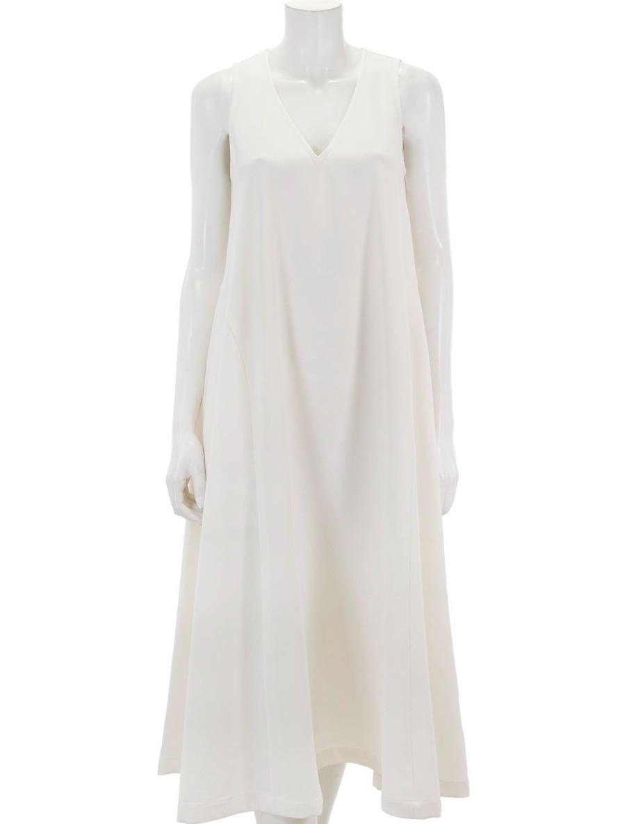 Online Nadine V Neck Sleeveless Dress In Ivory Crepe Day To Night Dresses