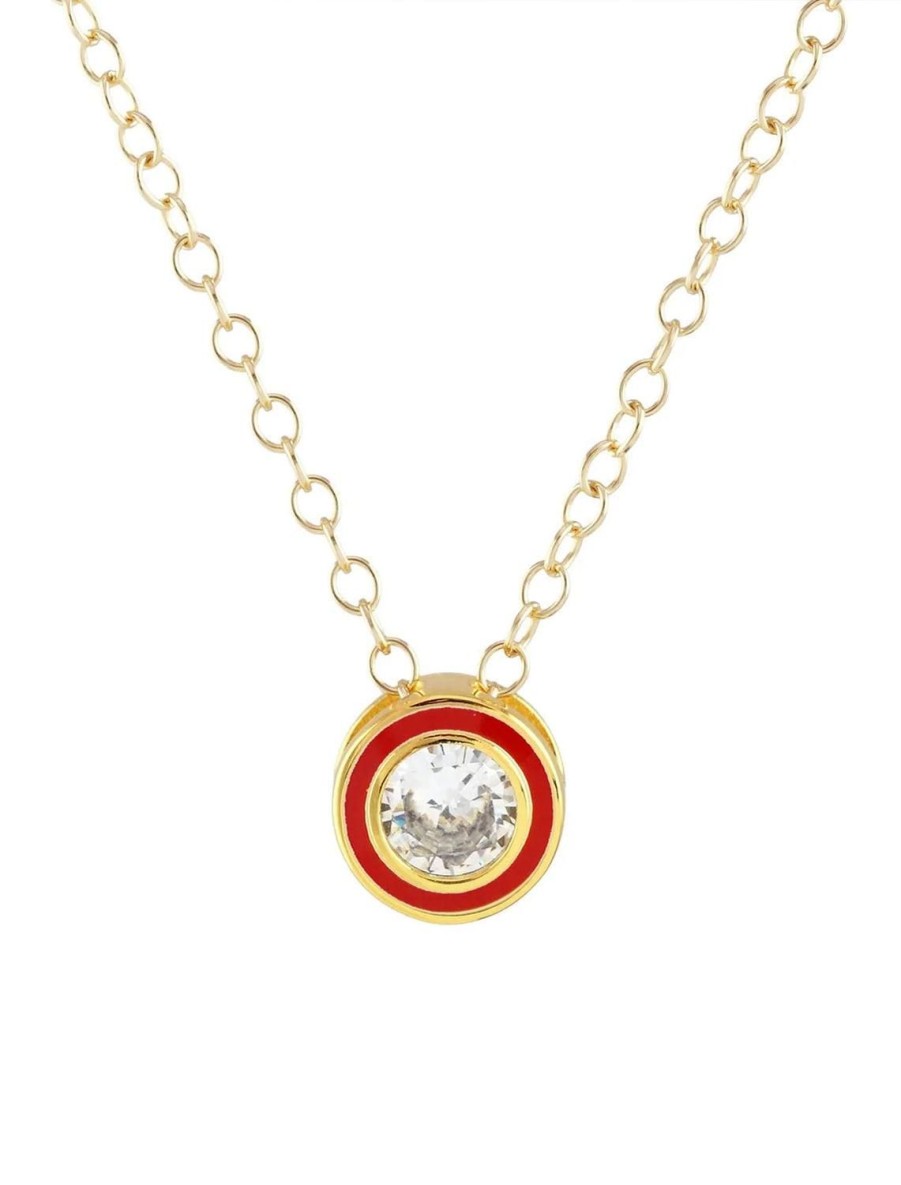 Clearance Candy Bezel Necklace With Red Enamel Delicate