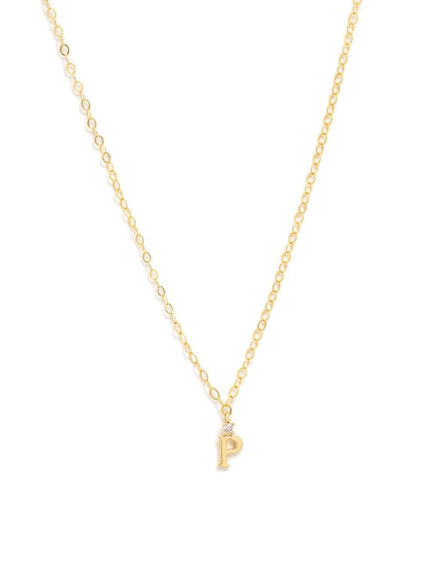 Clearance Initial And Cz Necklace In Gold | P Delicate