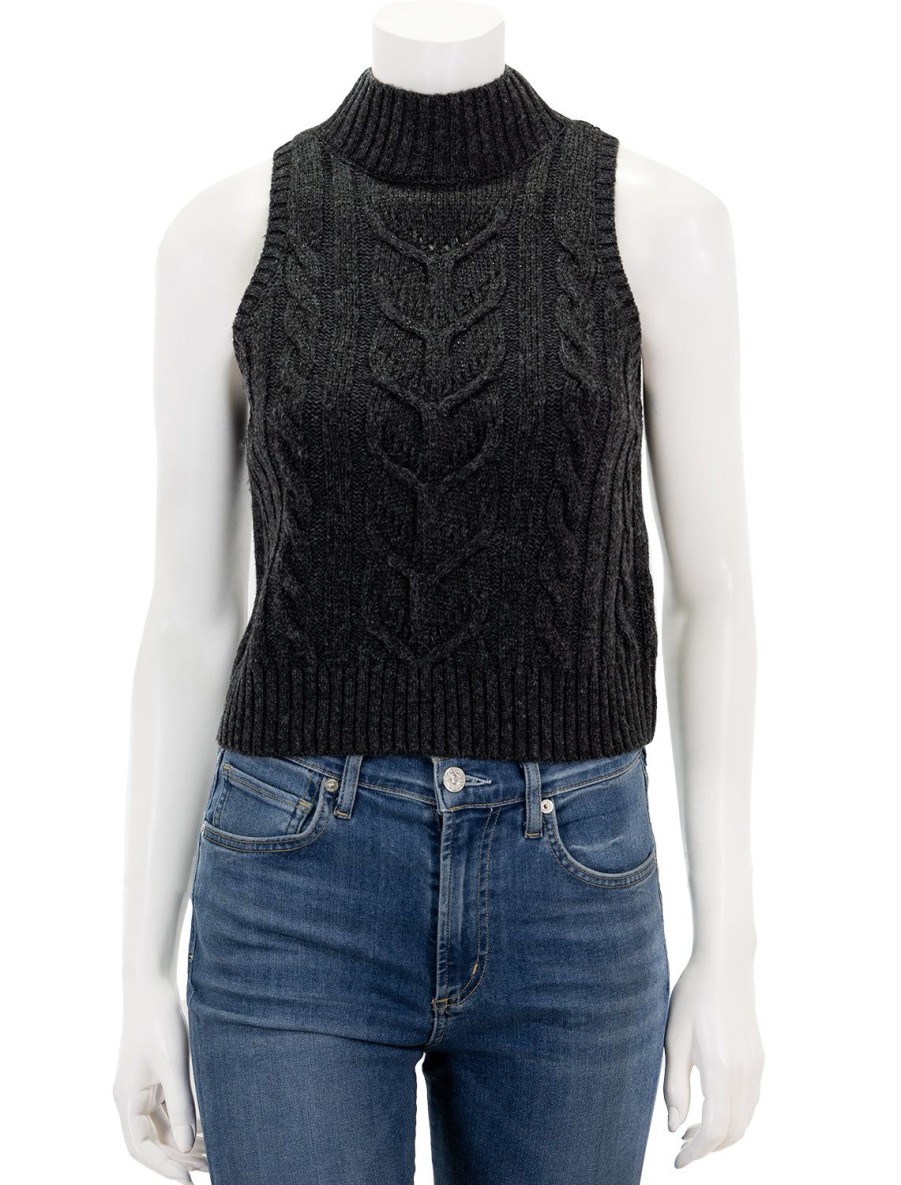 Hot Bellini Cable Turtleneck In Charcoal Pullover Sweaters