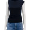 Clearance Sasha Cap Sleeve Ruched Tee In Midnight Work Tops