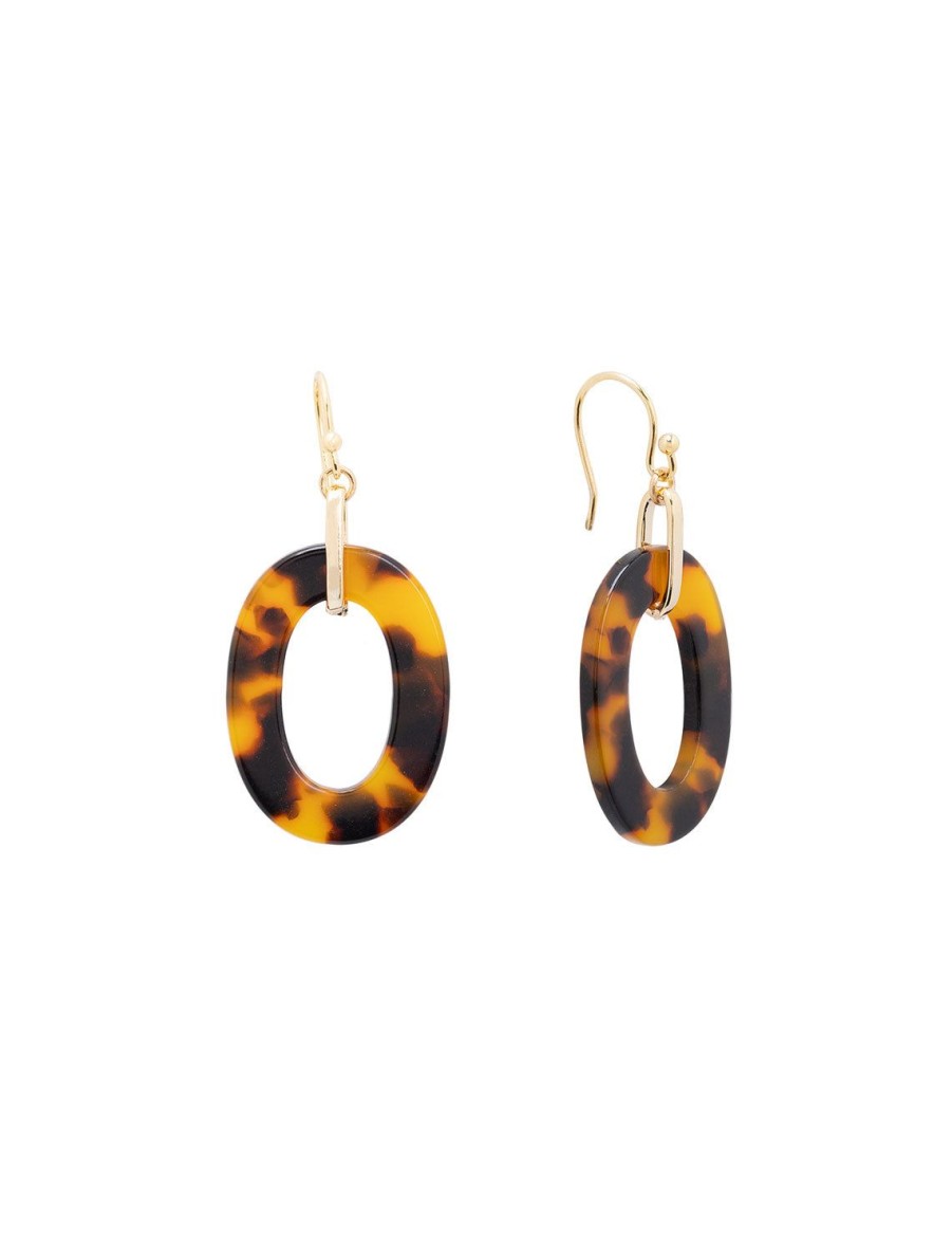 Wholesale Oval Tortoise Link Earrings Drops