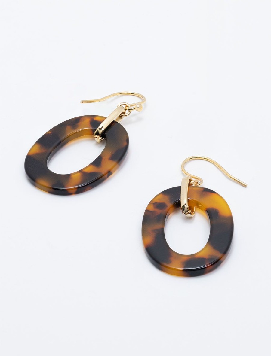 Wholesale Oval Tortoise Link Earrings Drops