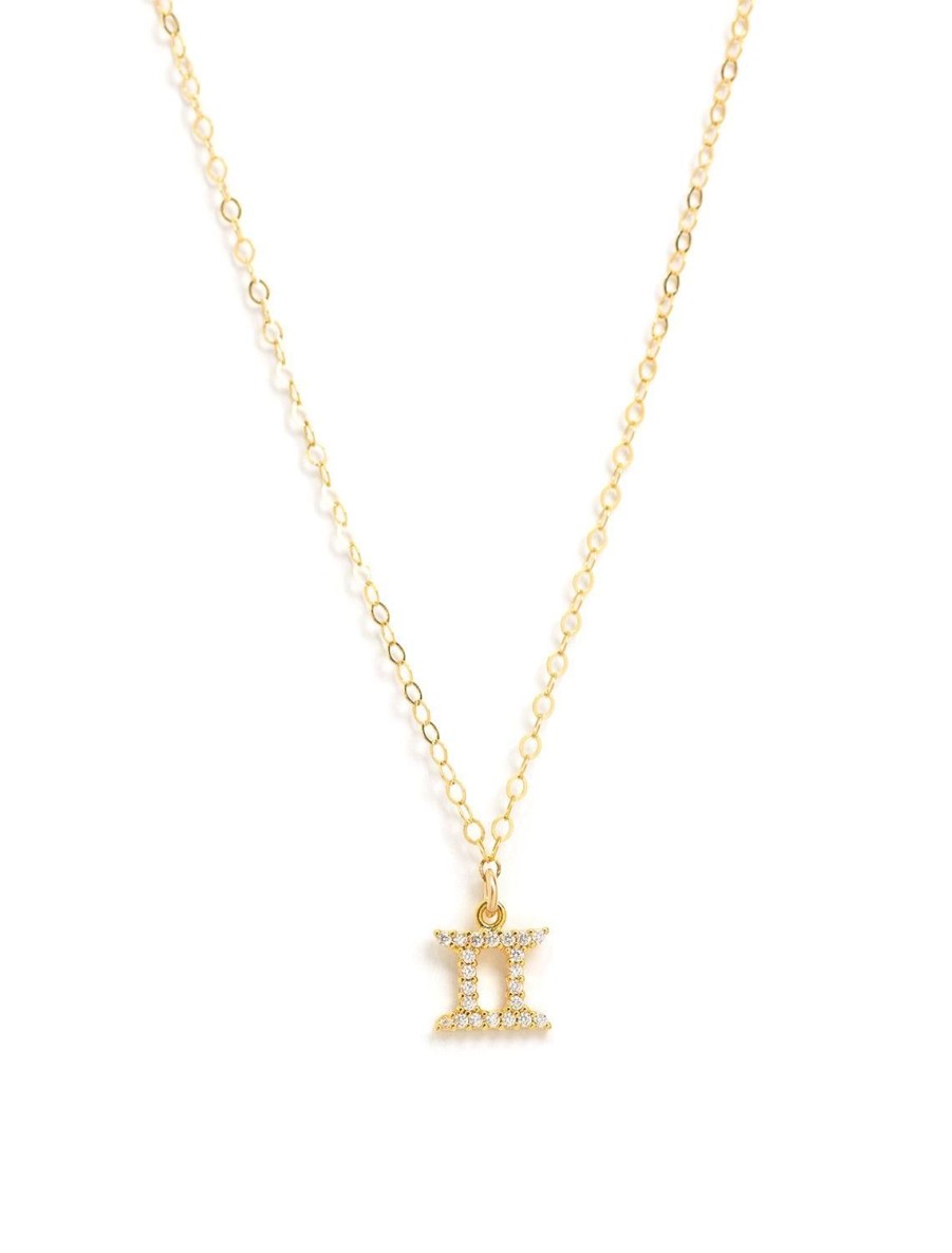 Best Mini Pave Zodiac Necklace | Gemini Delicate