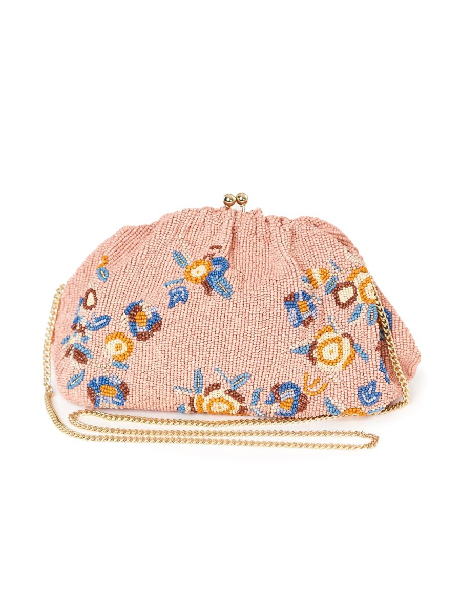 Clearance Birdie Beaded Clutch In Dusty Pink Event/Night-Out Bags