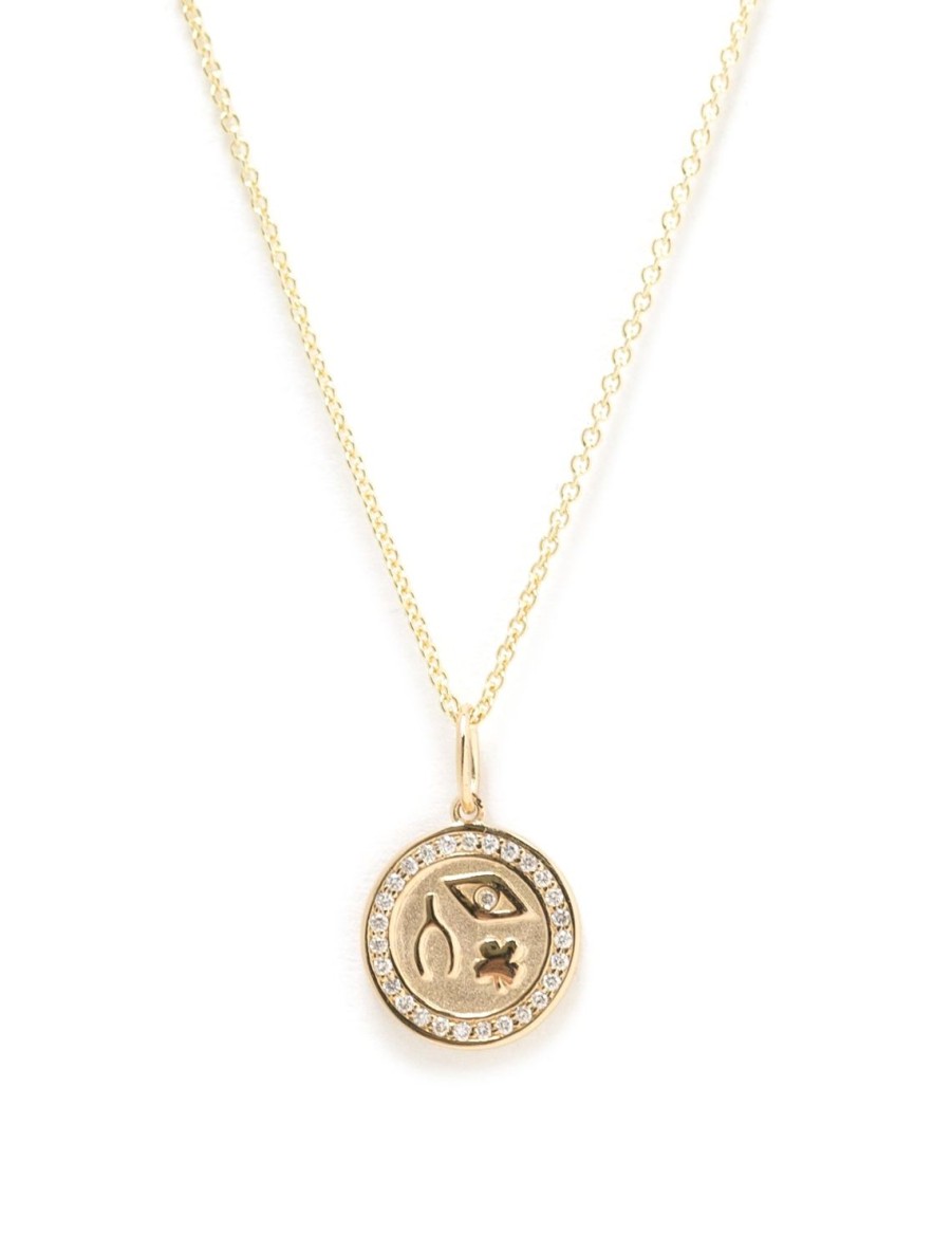 Wholesale Luck And Protection Pave Boarder Medallion Necklace Delicate