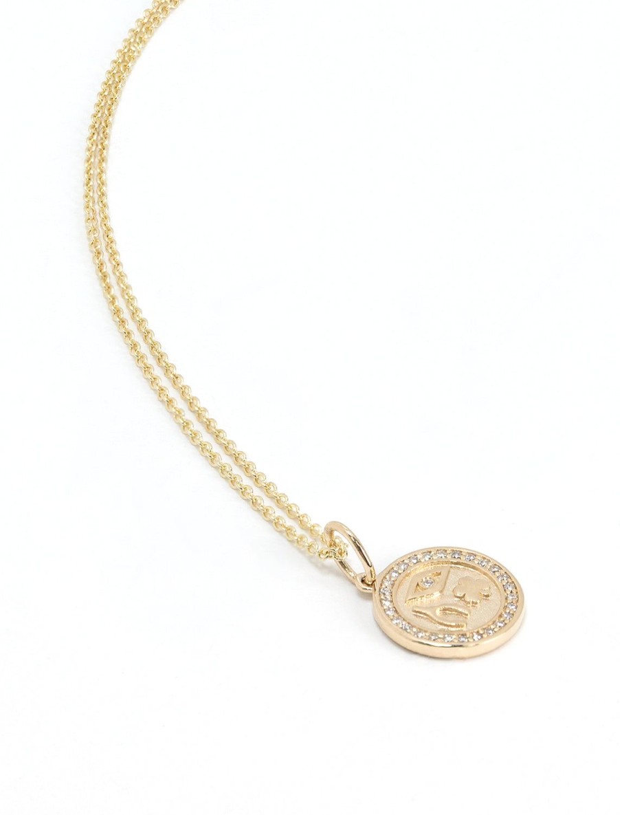 Wholesale Luck And Protection Pave Boarder Medallion Necklace Delicate