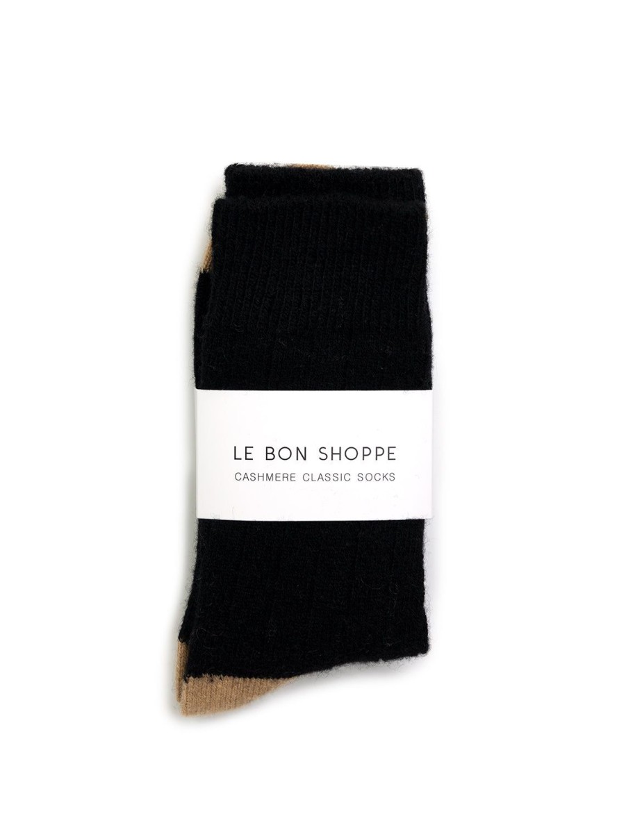 New Classic Cashmere Socks In Black And Camel Socks