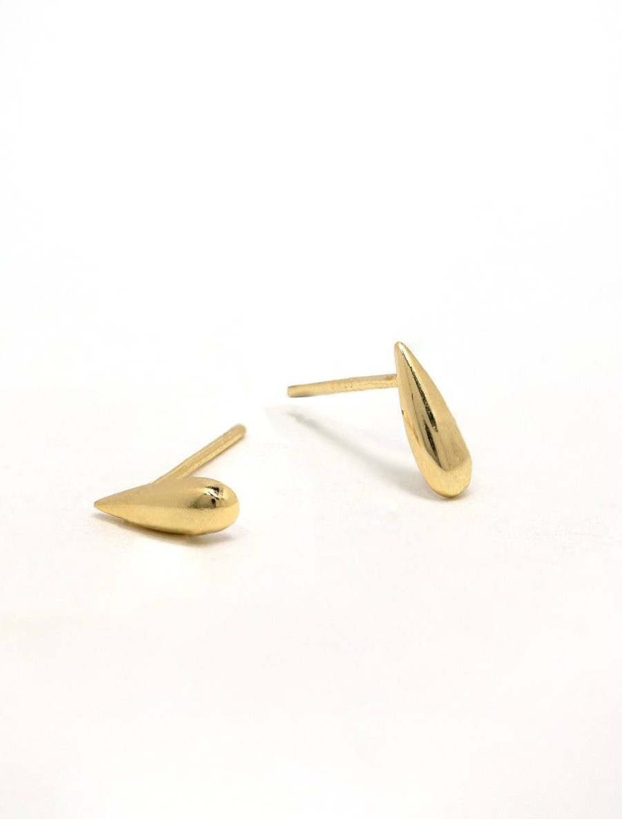 Clearance Elongated Teardrop Stud In Gold Studs