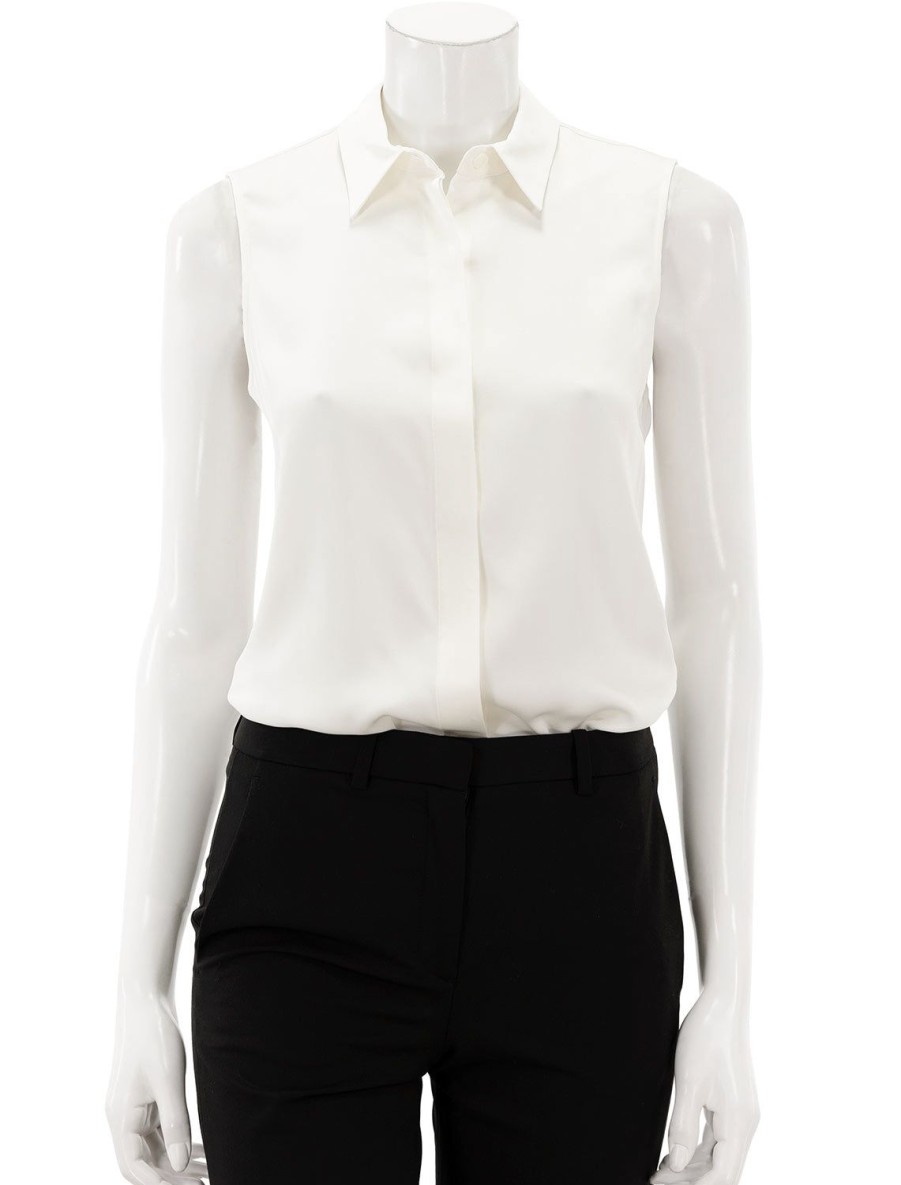 Best Tanelis Modern Sleeveless Blouse In Ivory Buttondowns + Shirts