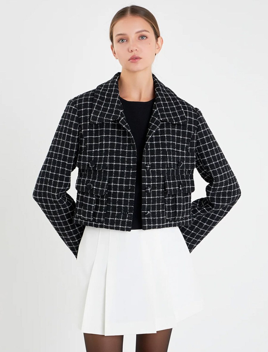 Online Tweed Jacket In Black And White Jackets