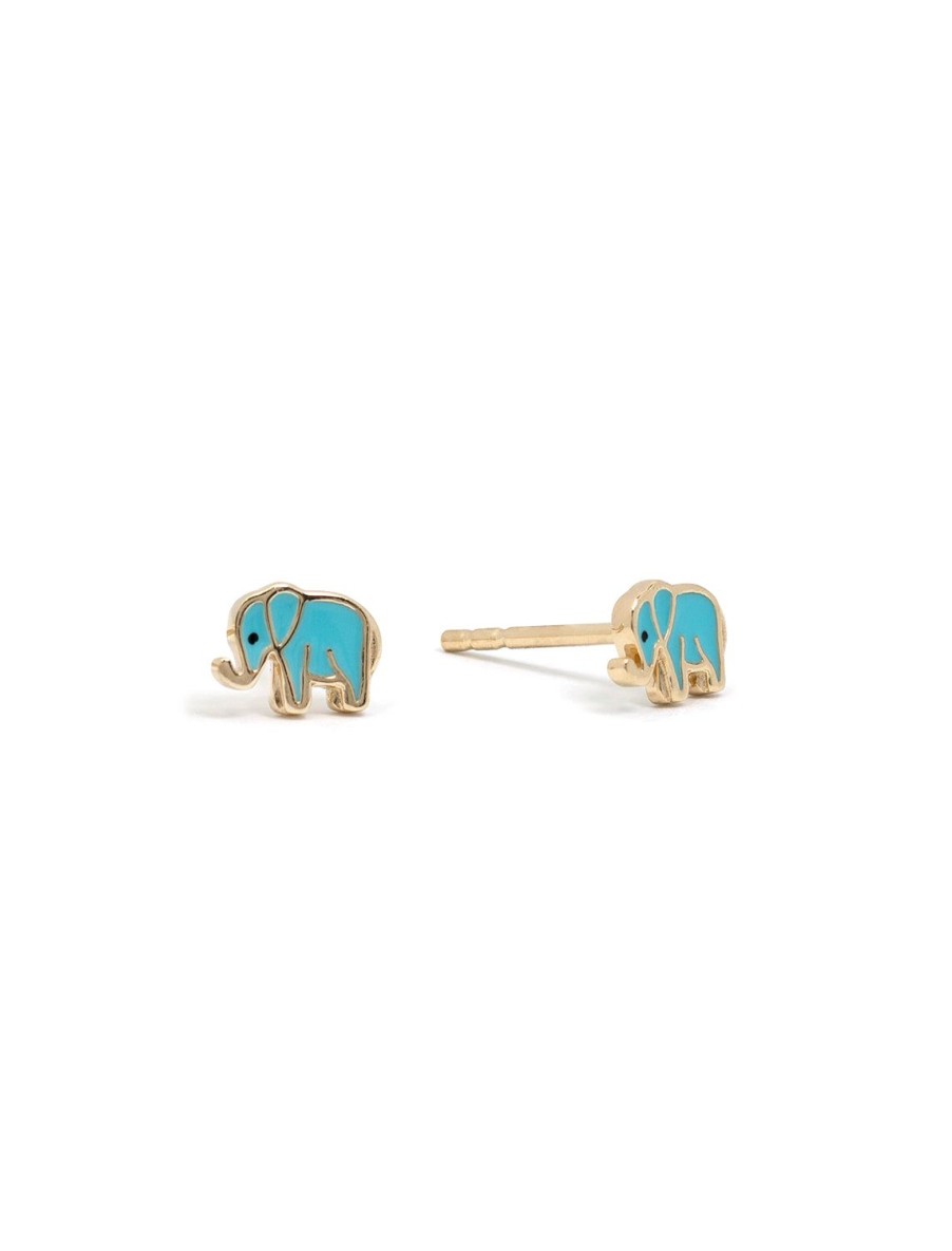 Online 14K Mini Elephant Turquoise Enamel Studs Studs