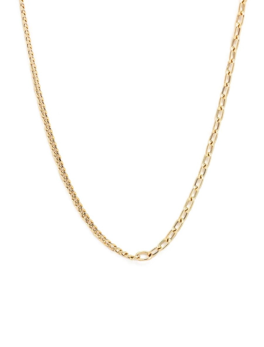 Clearance 14K Gold Mixed Curb And Oval Chain Necklace Chain Necklaces