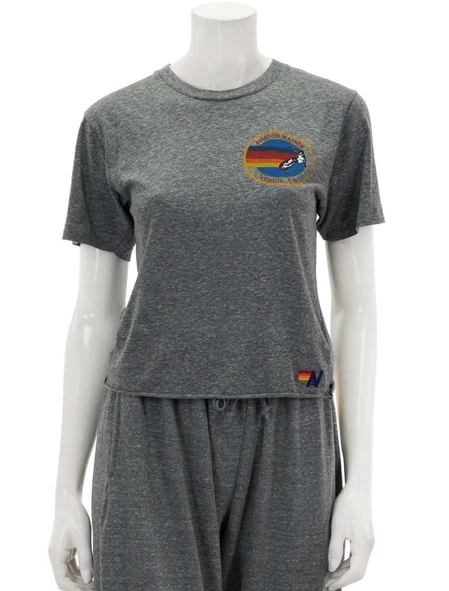 Wholesale Aviator Nation Small Boyfriend Tee In Heather Grey Lounge Tops + Sweatshirts