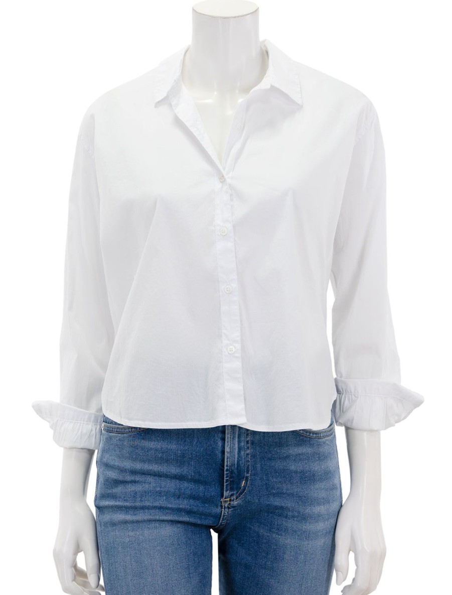 Clearance Cropped Poplin Button Down In White Blouses