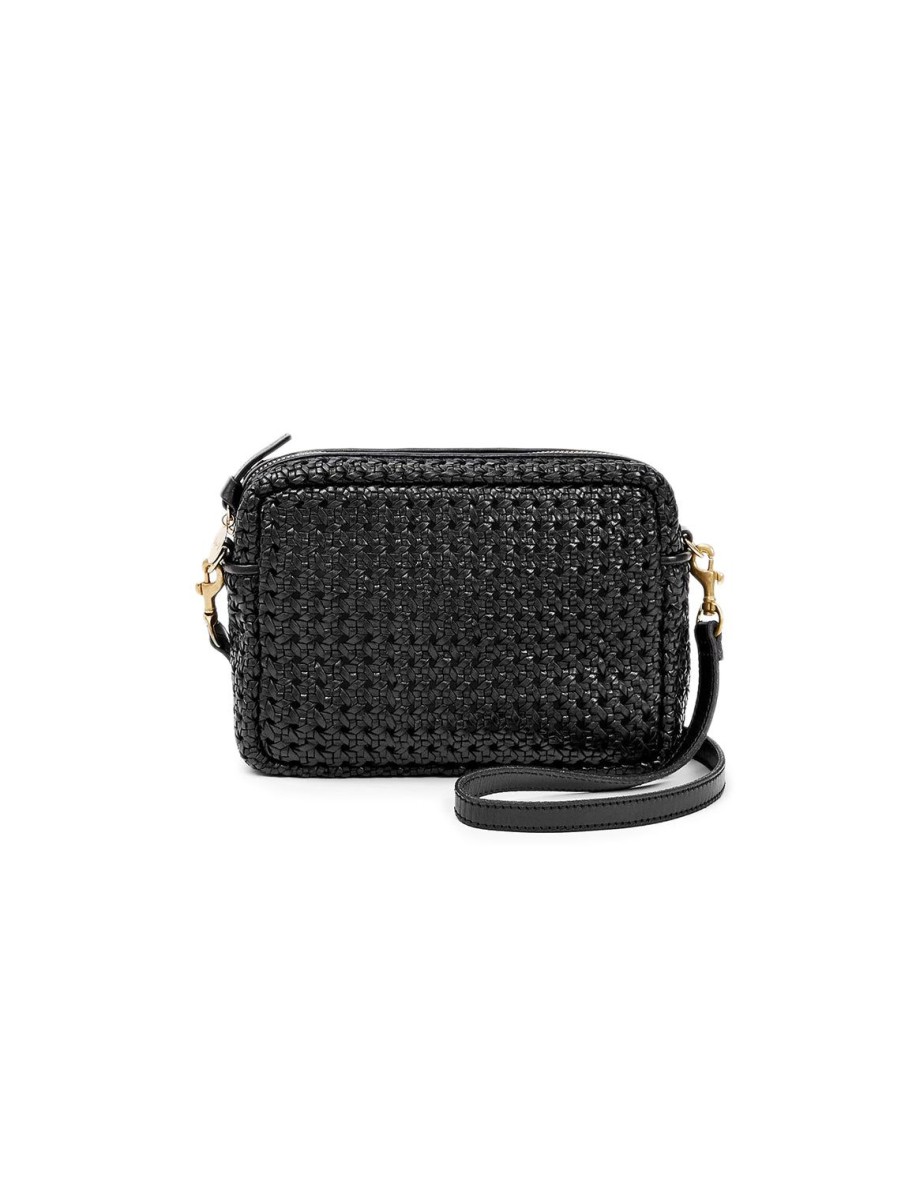 Best Midi Sac In Black Rattan Woven Leather Crossbody