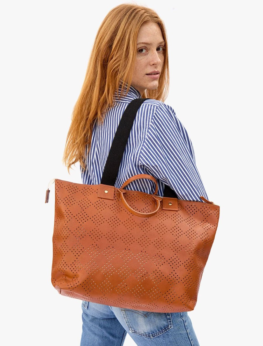 New Le Zip Sac In Cuoio Lightweight Checker Perf Totes + Satchels