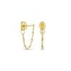 New 14K Tiny Cable And Bead Chain Earrings Drops