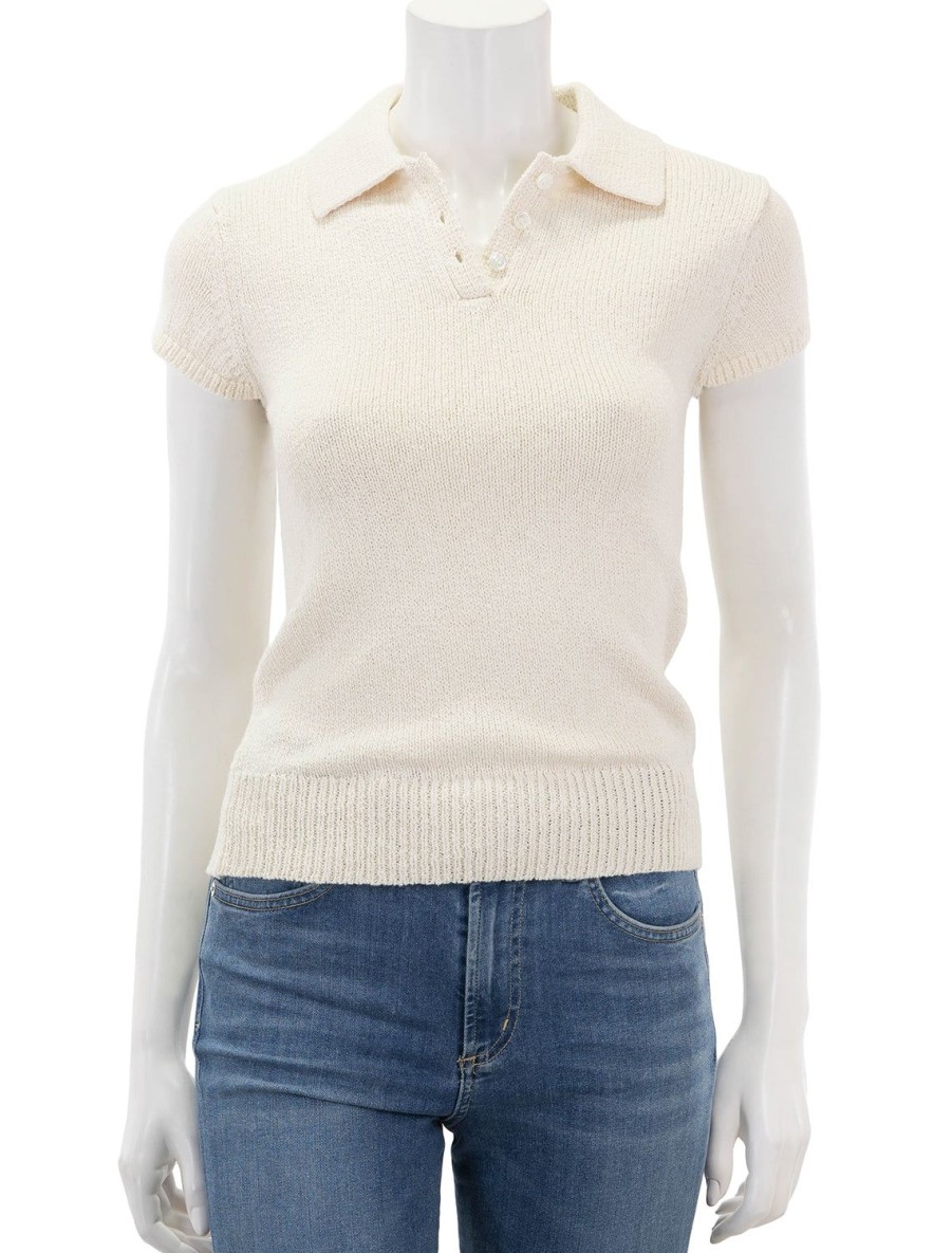 Hot Cap Sleeve Polo In Off White Pullover Sweaters