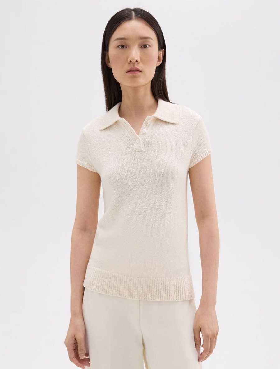 Hot Cap Sleeve Polo In Off White Pullover Sweaters