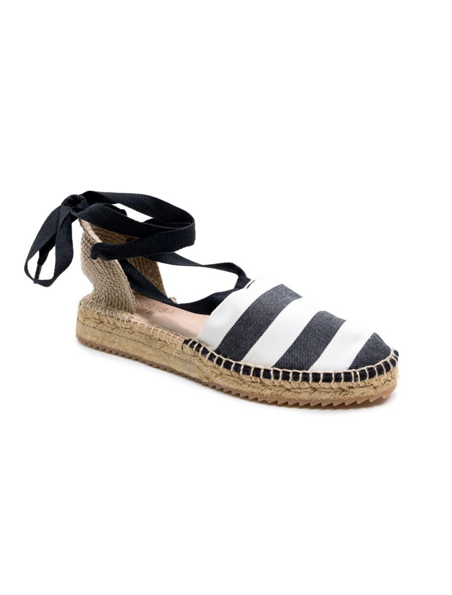 Wholesale Berta Espadrille In Stripes Black Stripes Flats + Sneakers