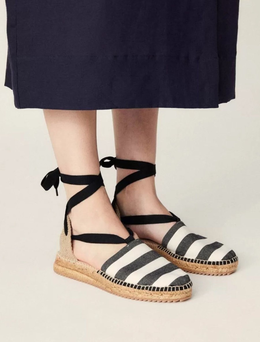 Wholesale Berta Espadrille In Stripes Black Stripes Flats + Sneakers