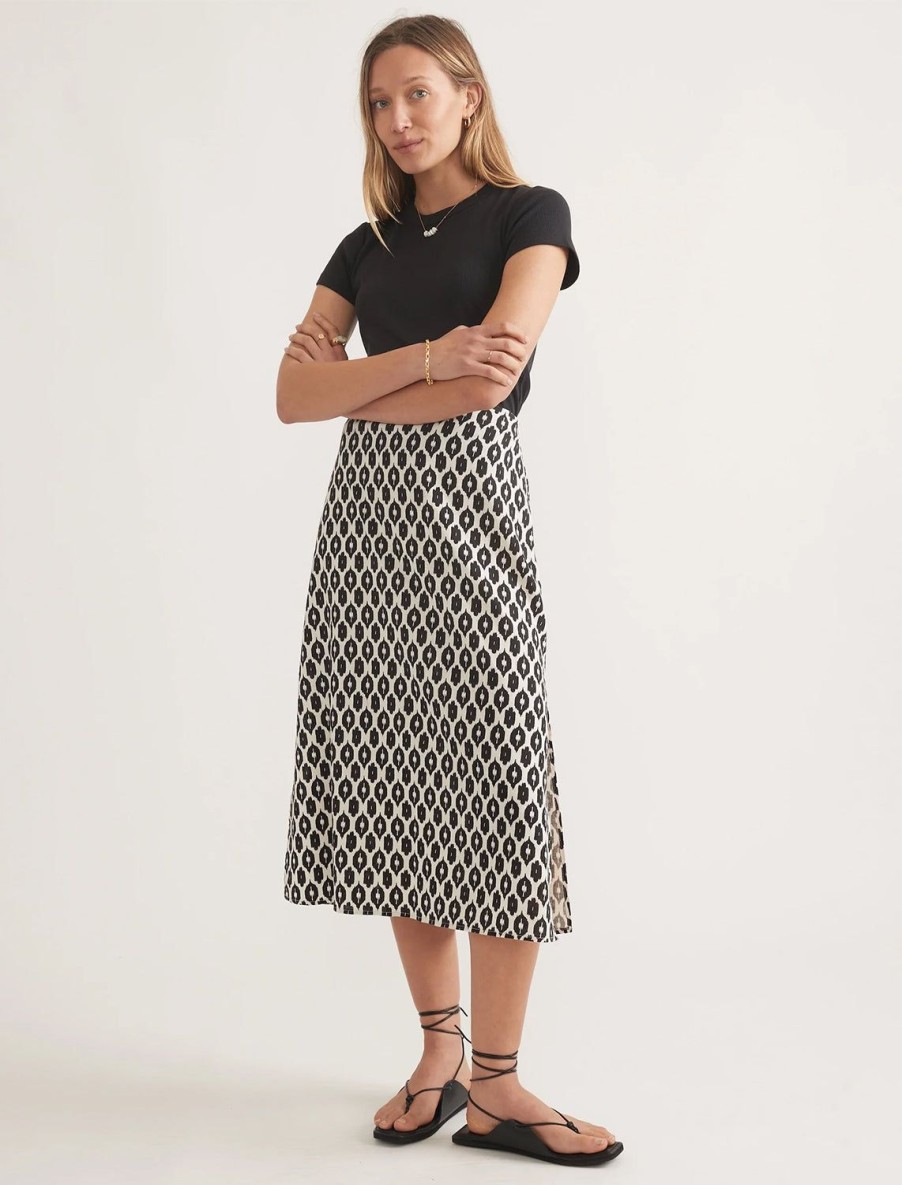 Best Ryan Midi Slip Skirt In Black And White Ikat Skirts