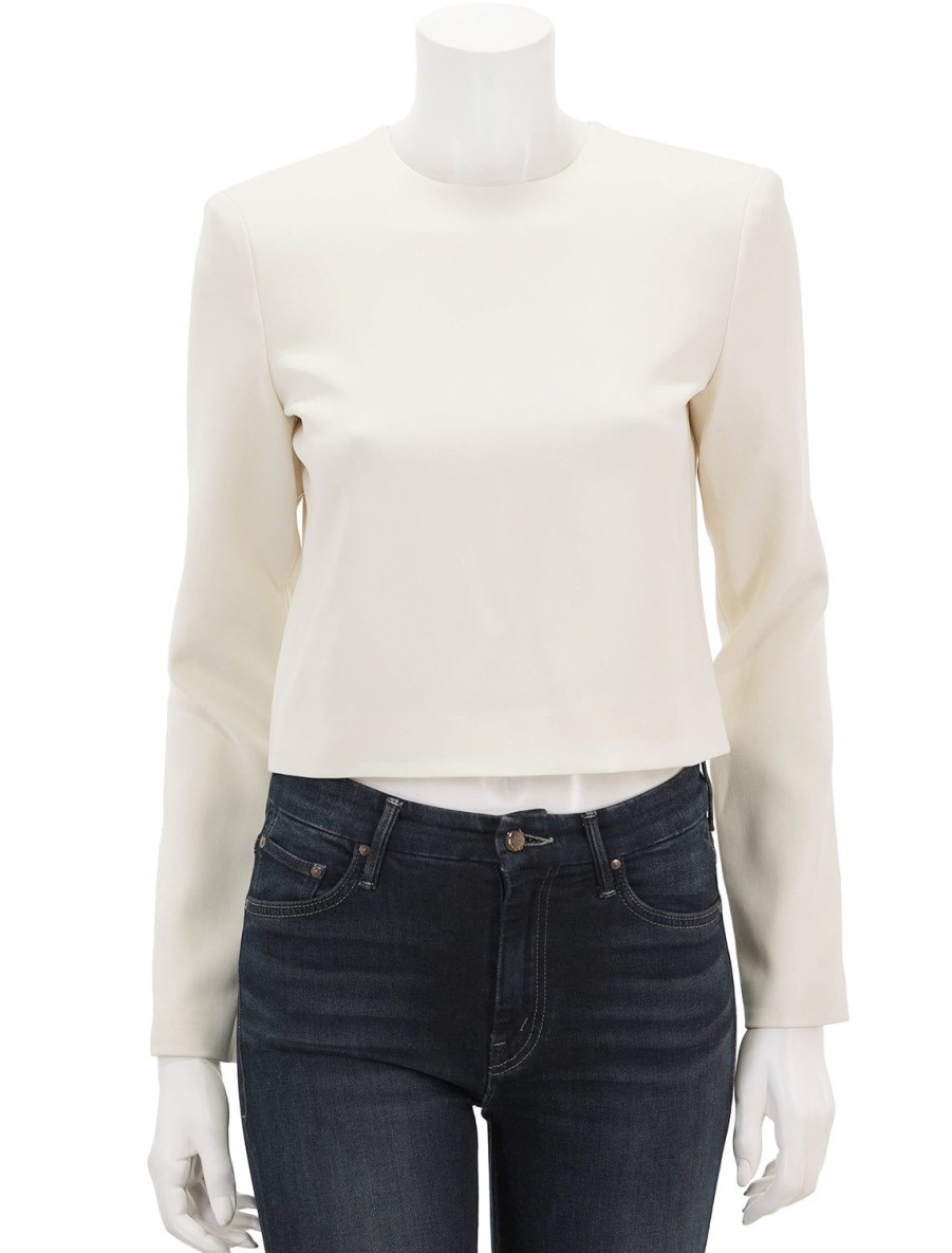 Best Long Sleeve Admiral Crepe Top In Rice Work Tops