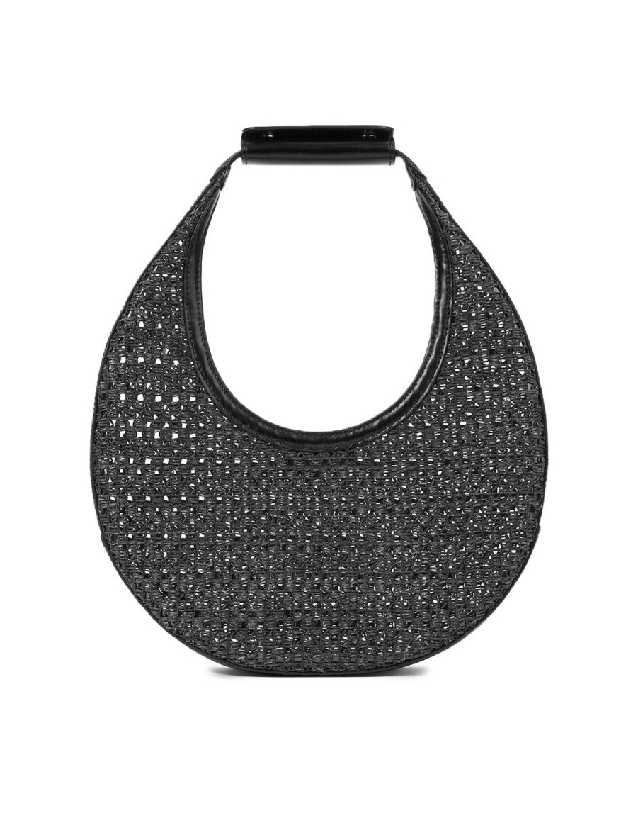 Online Moon Woven Raffia Tote Bag In Black Shoulder Bags