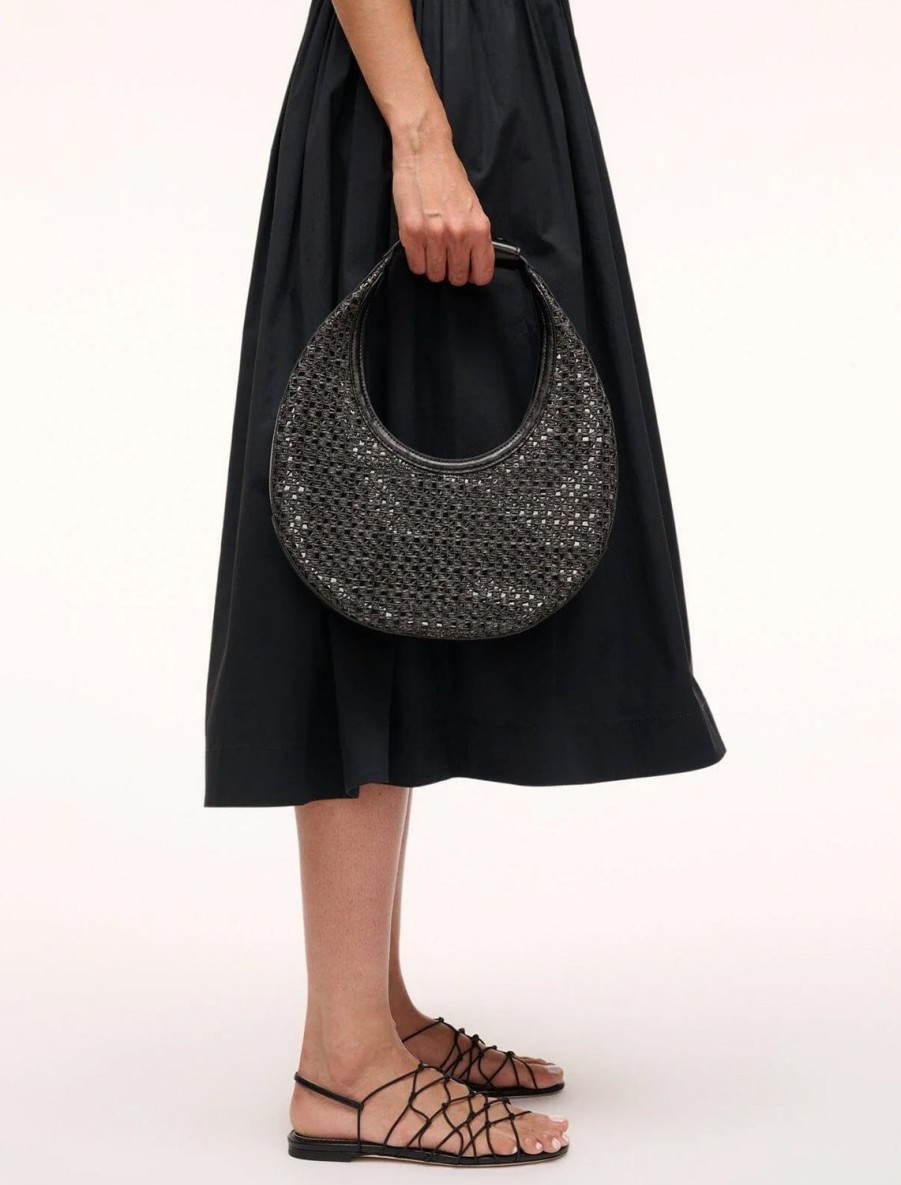 Online Moon Woven Raffia Tote Bag In Black Shoulder Bags