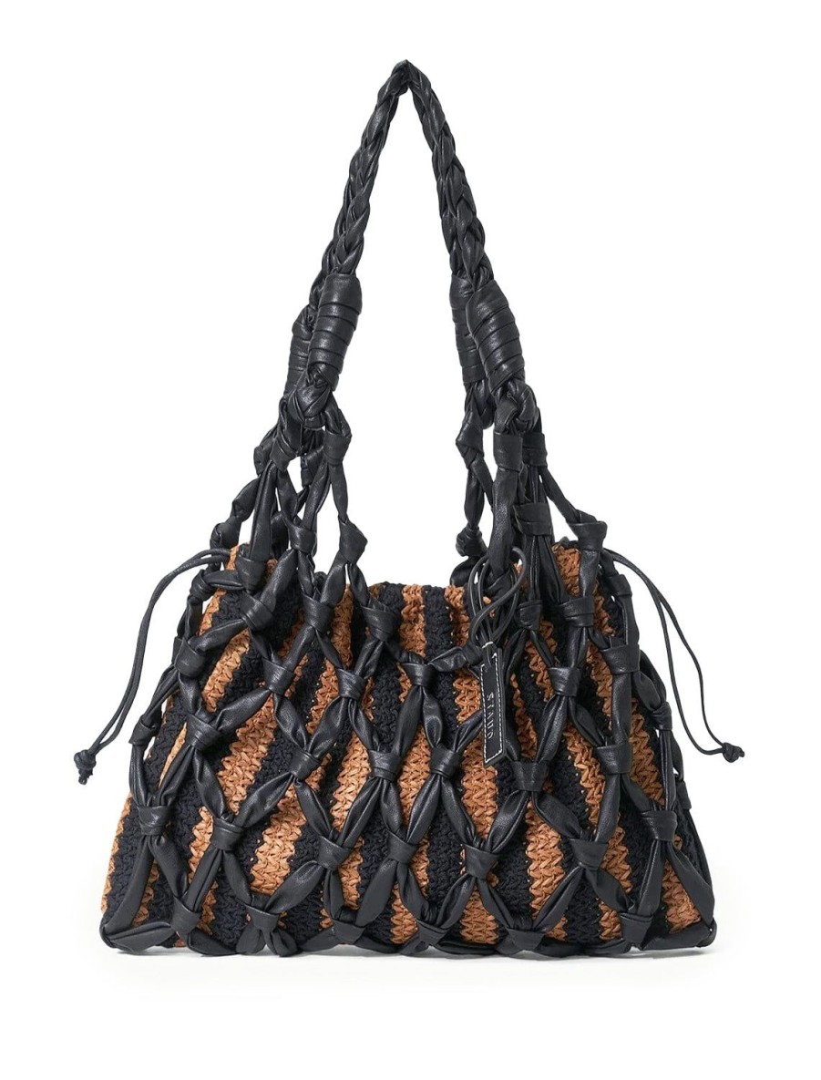 Wholesale Hitch Shoulder Bag In Black And Tan Seashore Stripe Totes + Satchels