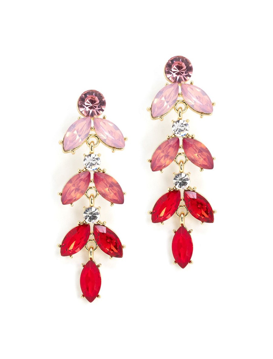 Hot Ombre Pink Petal Statement Earrings Drops