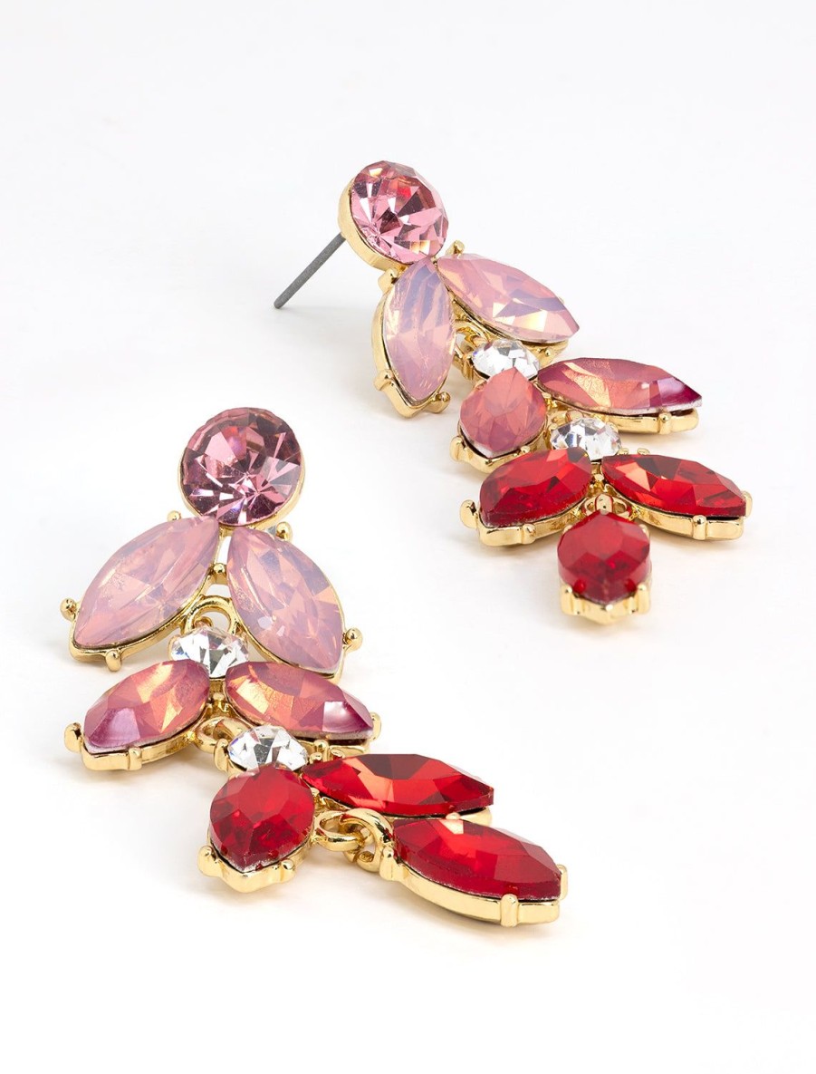 Hot Ombre Pink Petal Statement Earrings Drops