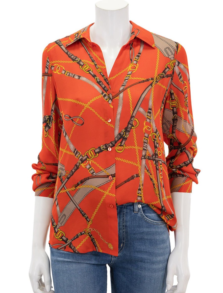 Best Nina In Red Clay Belt Print Buttondowns + Shirts