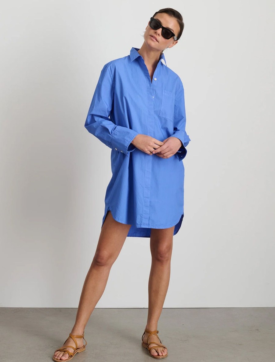 Online Belle Shirt Dress In French Blue Paper Poplin Casual + Knit Dresses