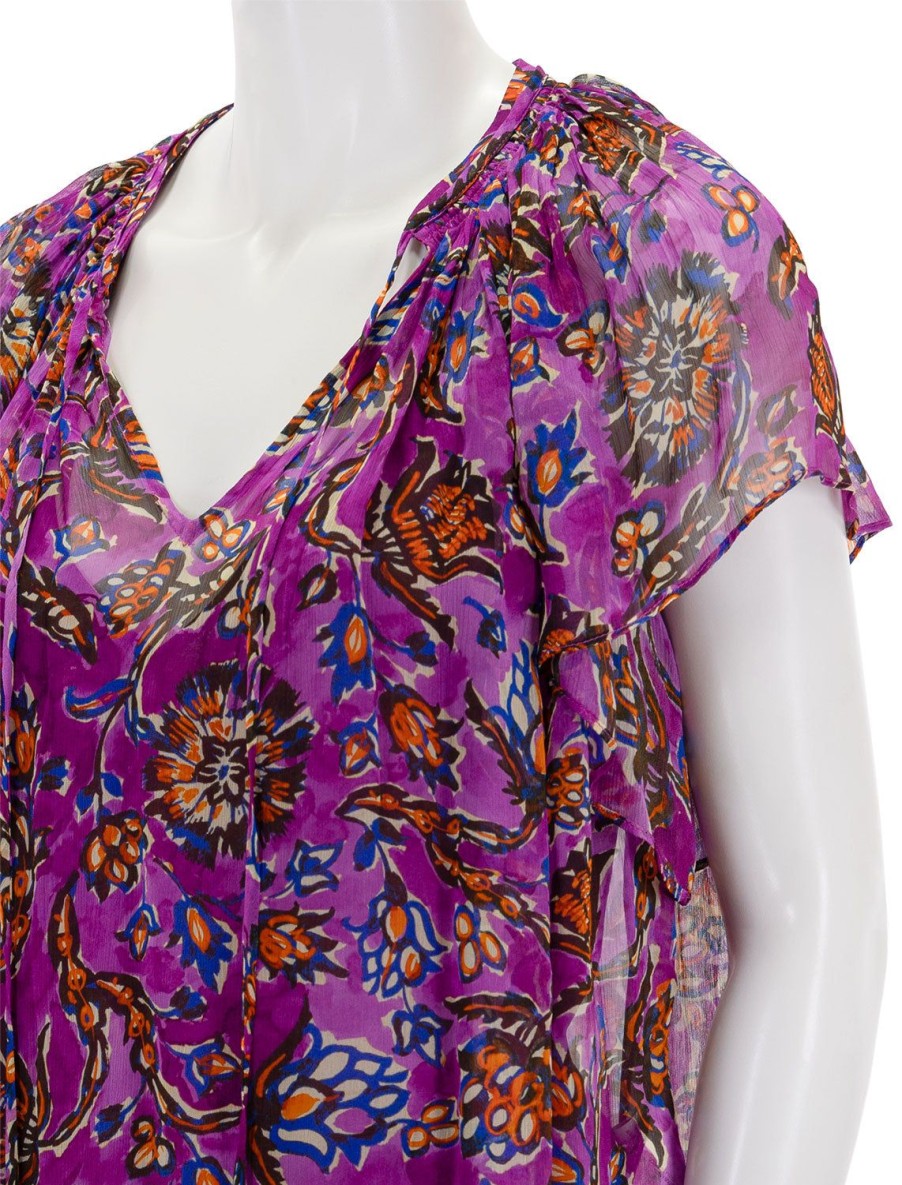 Wholesale Cantin Top In Violet Floral Blouses