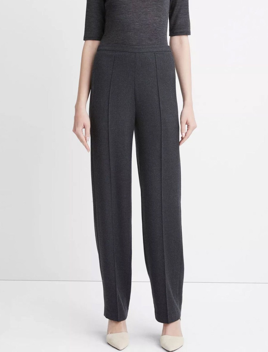 Wholesale Charcoal Mid Rise Wide Leg Pant Trousers