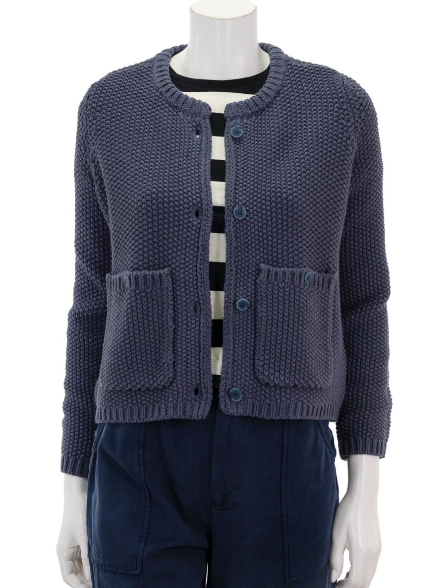 Best Andrea Cropped In Ash Navy Cardigans